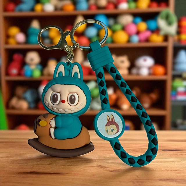 0673 - Labubu - turkoois - op hobbelpaard