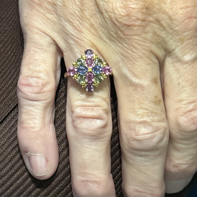 9ct yellow gold Multicoloured sapphire ring 