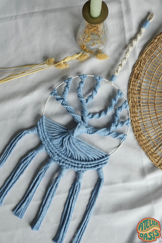 Arbre de vie en macramé - bleu