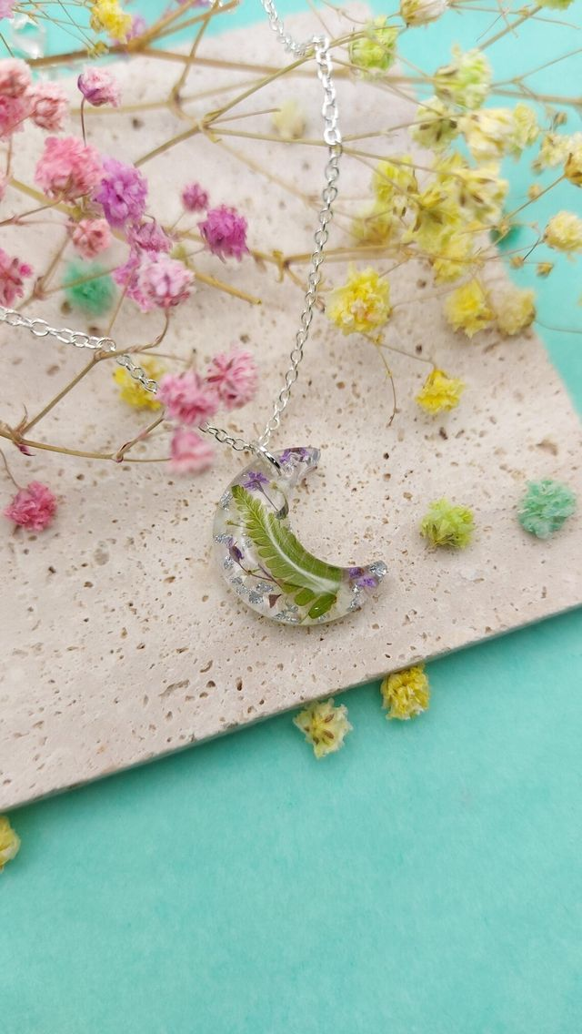 Handmade Fern Half Moon Necklace