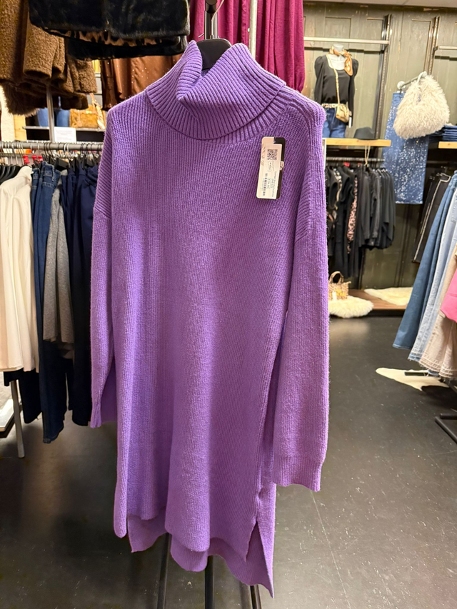 Lange trui met col - Lila