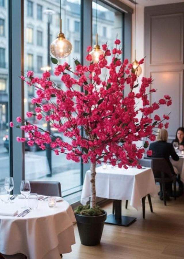 Arbre naturel stabilisé et ses fleurs de pommier ,1m60 sur commande