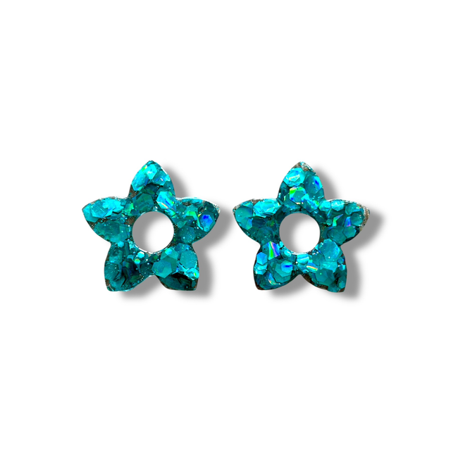 Pampilles tiaré turquoise pailleté