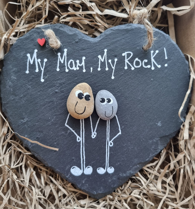 &#039;My Mam, My Rock&#039; Pebble Art Slate