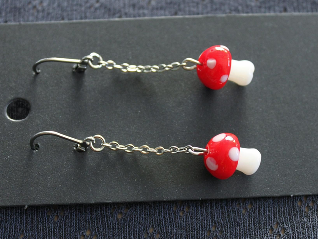 Fliegenpilz Ohrringe silber [OR0054]