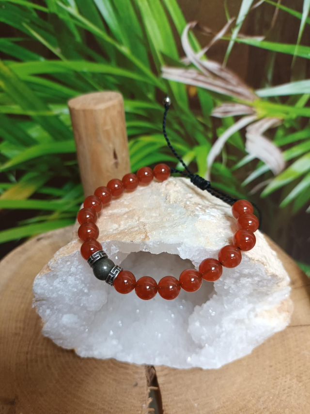 Bracelet en cornaline et pyrite