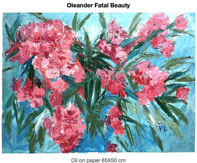 ART OIL ON PAPER - OLEANDER FATAL BEAUTY