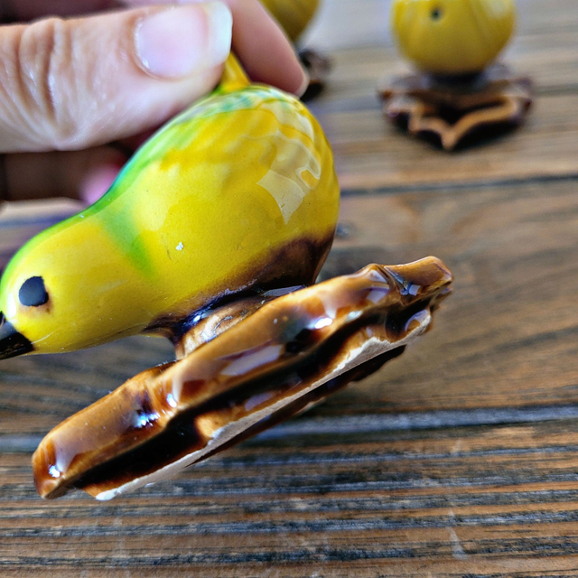 X Ensemble salière poivrier et moutardier en barbotine forme oiseau