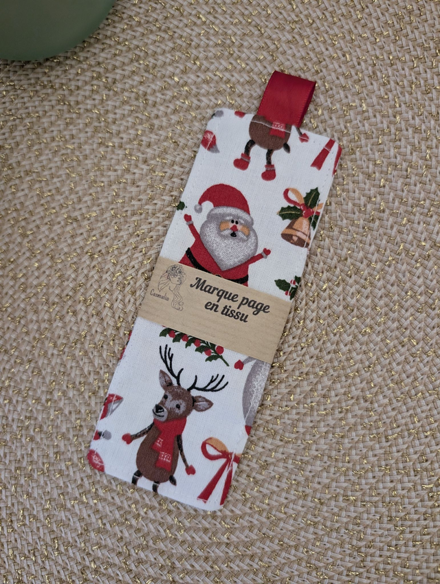 Marque page en tissu modèle Noël enchanté