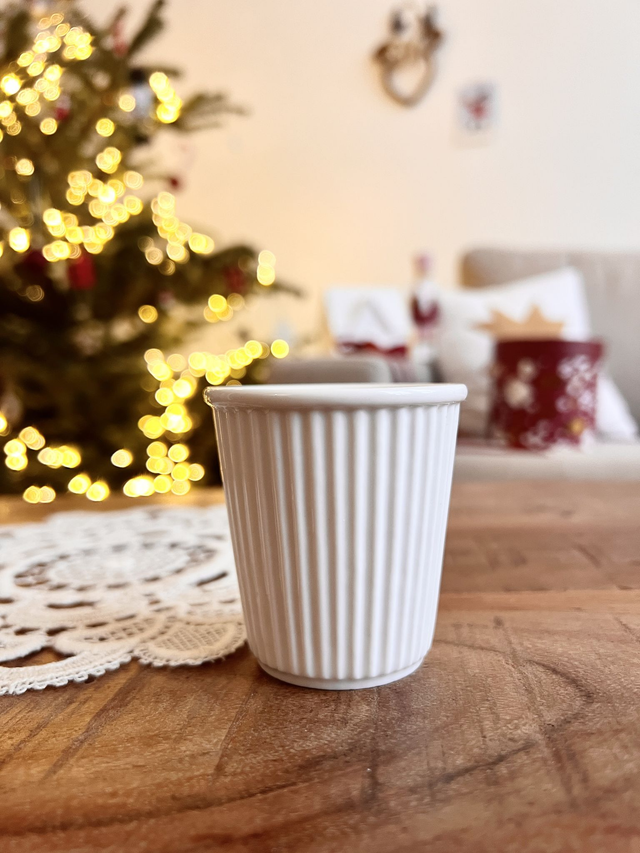 🎄 Bougie Rocher praliné - petit pot "strié"
