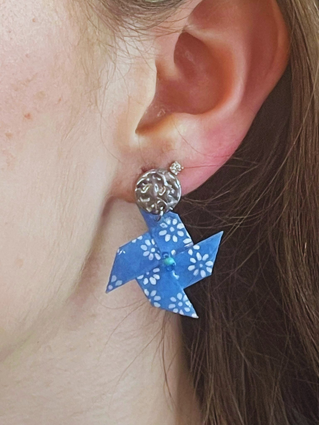 Boucles d’oreilles « Moulins en Papier Japonais »
