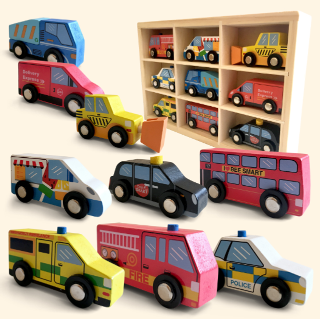 Wooden 9 Vehicle Set