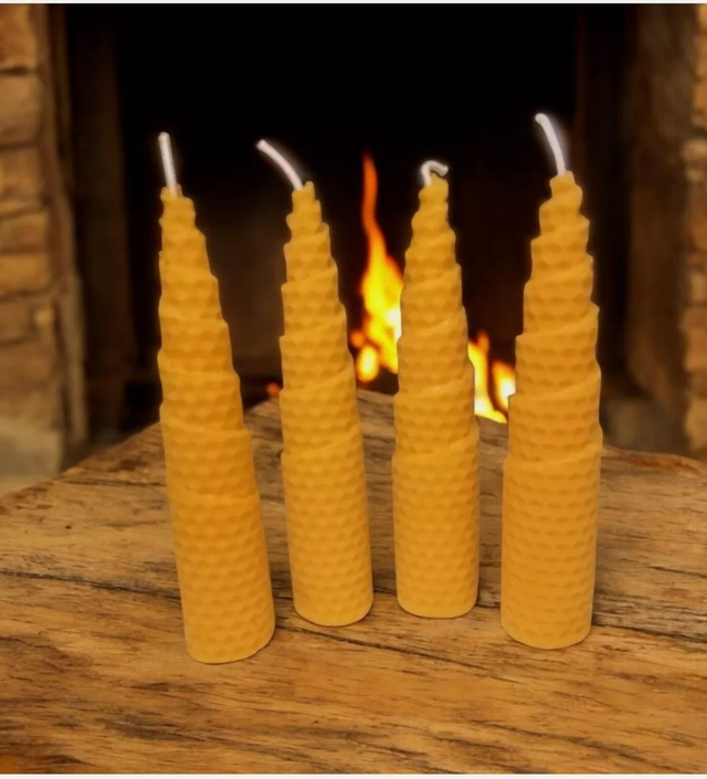 4 x Bienenwachskerze Waben-Kerze | 14x Ø 3cm direkt vom Imker | 100 % Bienewachs