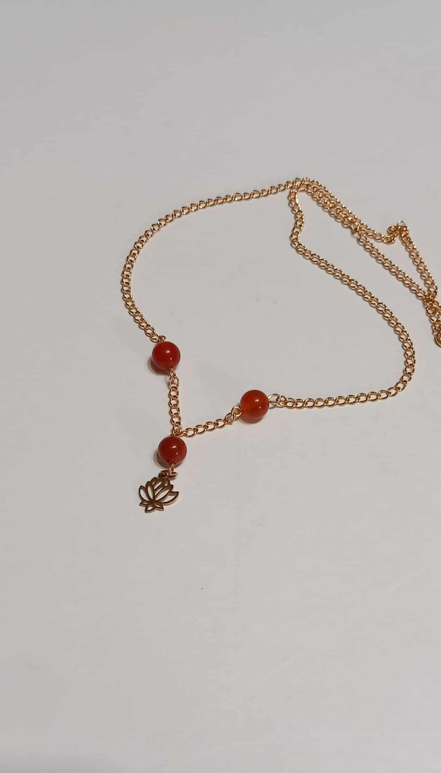 Collier Liena doré - Agate rouge Cornaline