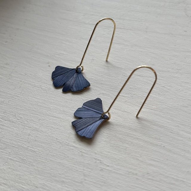 Boucles Gingko bleu foncé