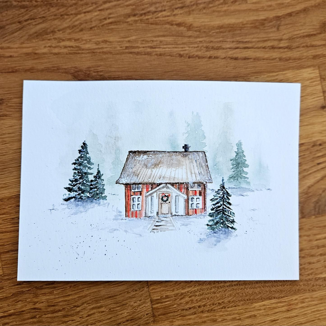 Postkarte „Haus im Wald“ | Kunstdruck DIN A6 auf 300g Aquarellpapier | Handgemalte Grußkarte & liebevolle Deko | Hochwertig, handmade