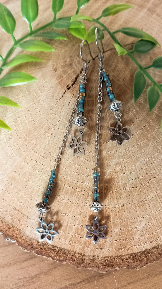 Boucles d&#039;oreilles pendantes argentées