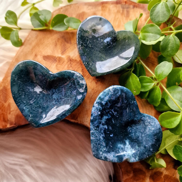 Moss Agate Small Heart Bowl