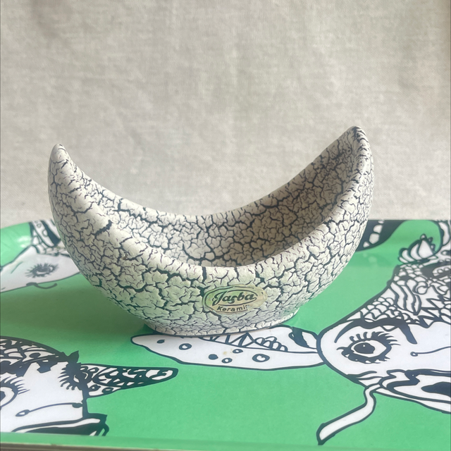 Keramik Schale  craquelée schwarz / weiss vintage 