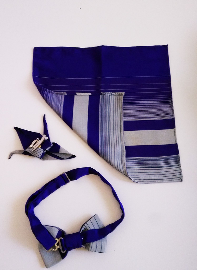 Set of 3 Origami Crane Clip Brooch, Bowtie and Handkerchief for Jacket, Gift for him, Gift for her, For Wedding