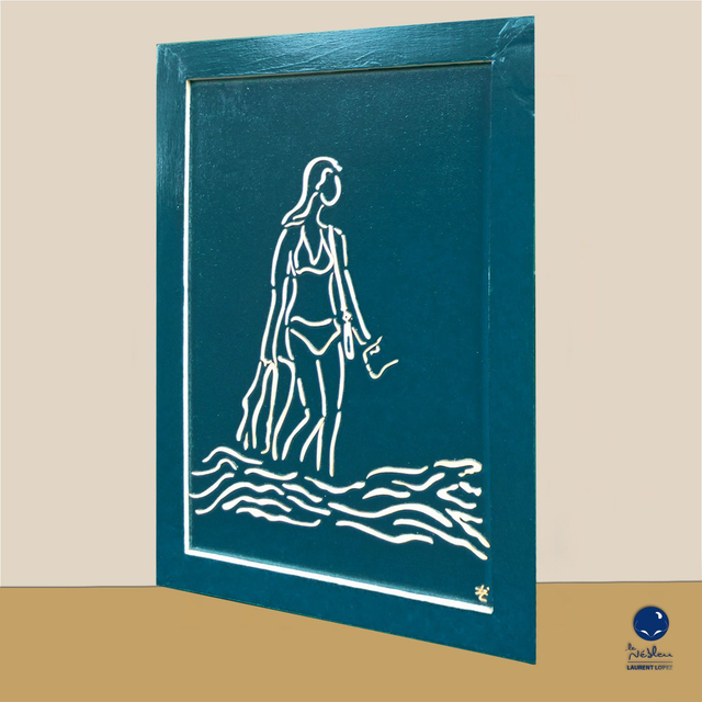 DN03 Femme arrivant à la plage - 40x60cm