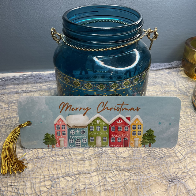 Handmade laminated Christmas bookmarks. Beautiful gift for book lovers. Secret Santa