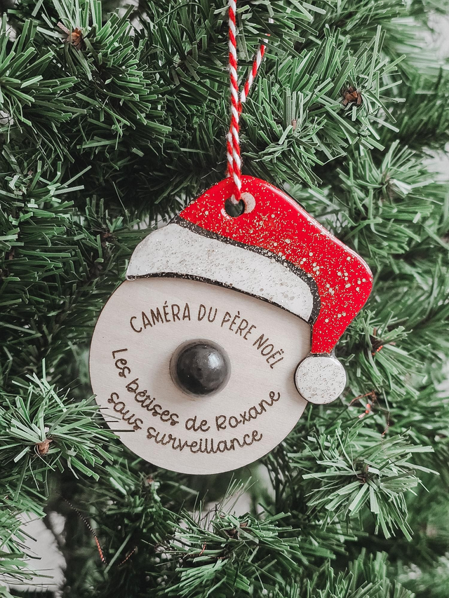 Boule de Noël personnalisée - caméra du Père Noël 