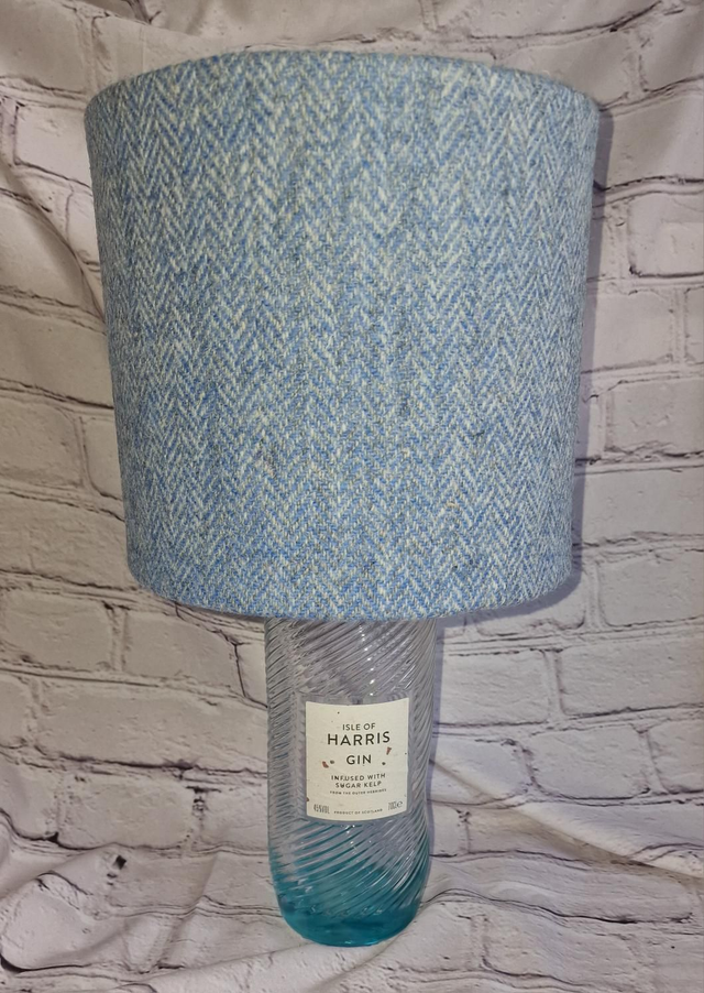 Baby Blue Herringbone Harris Gin Lamp