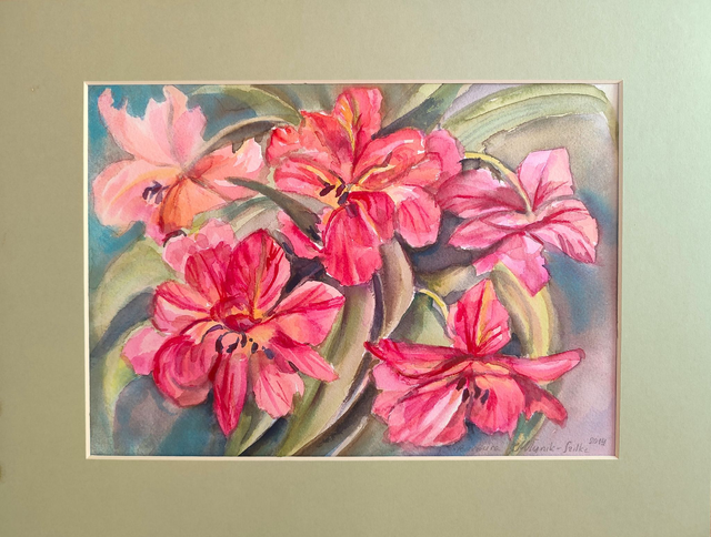 Kwiaty, 30x40 (20x30 w świetle passe-partout) akwarela 2014
