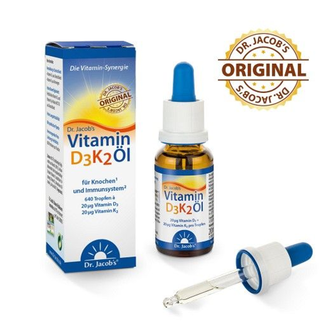 Vitamin D3 K2 Tropfen (800IE Vit. D3 20µg K2) 20ml (Dr. Jacobs)