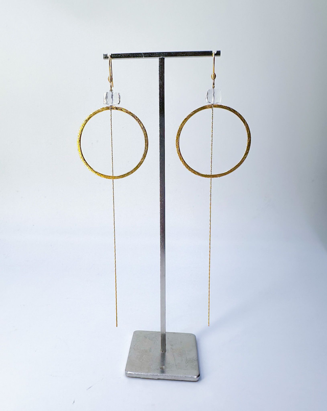 Boucles d&#039;oreilles &quot;graphique&quot; cristal de roche