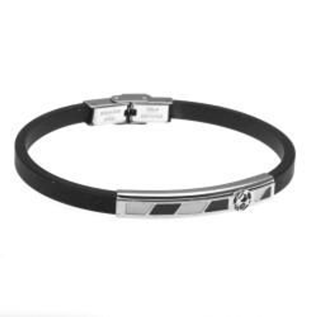 Bracciale uomo in caucciù con souvenir calcio in acciaio 