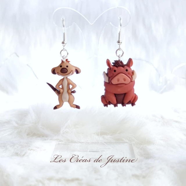 Boucles d&#039;oreilles Timon et Pumbaa 