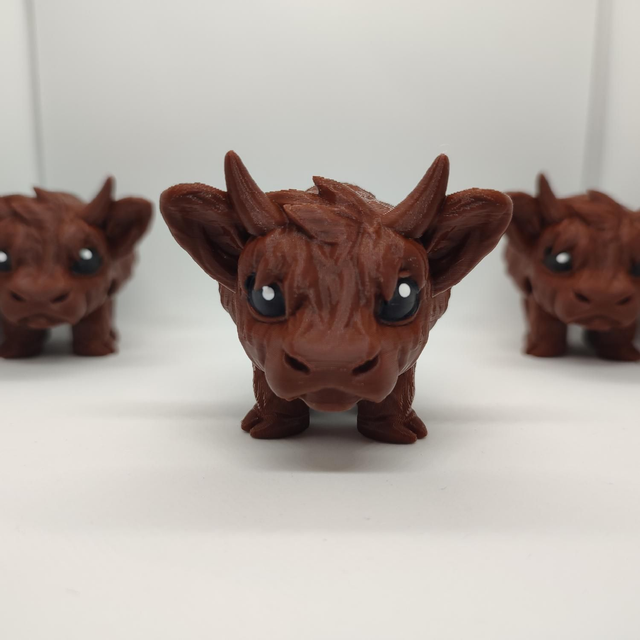 Highland Cow, Coo, Highland Cow Puffling, 3D Printed, Cute animals, Scottish Cows, Miniature Cow Sculpture, Highland Coo Decor, Fidget Highland Cow, Fidget Coo