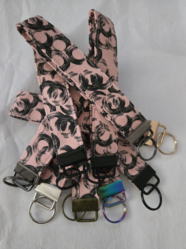 Pink with black circles keyring