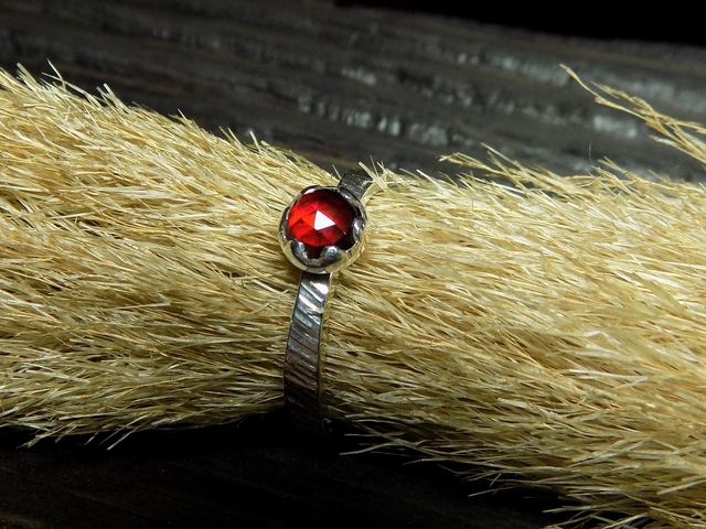 NOCTURNE-Bague Argent&amp;Grenat Almandin