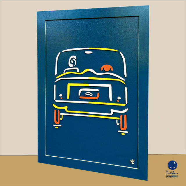 DN25 Homme et son chien en méhari - 40x60cm