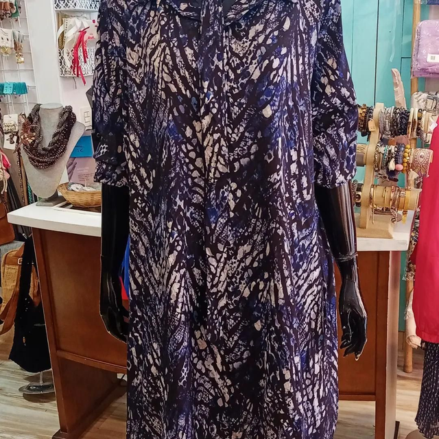 Vestido lila/azul estampado