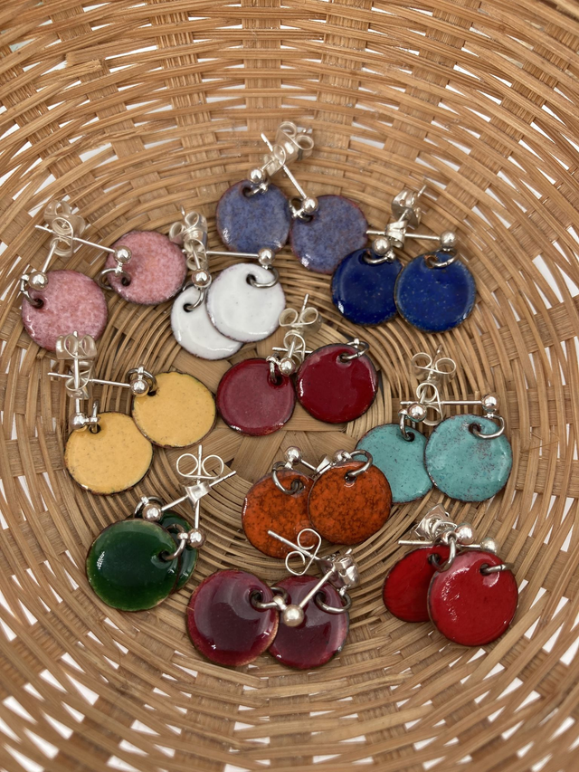 Boucles d’oreilles Petites rondes rouge vif