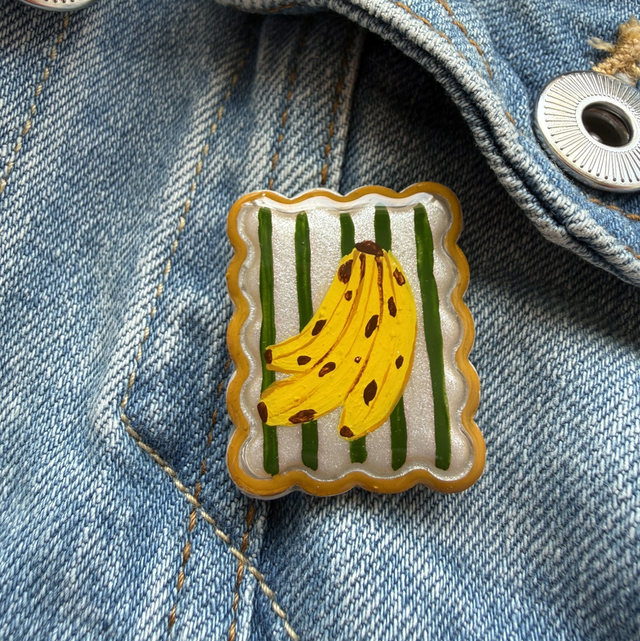 Banana Postage Stamp Pin Badge