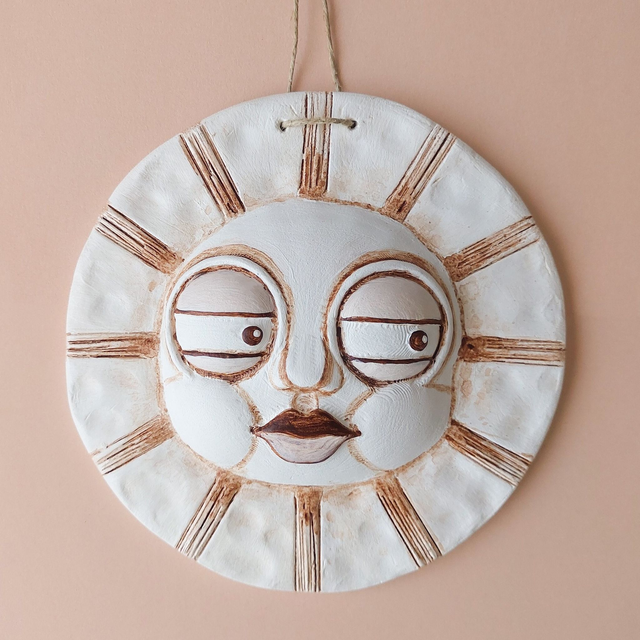 Judging Sun wall hanging - clay wall decoration