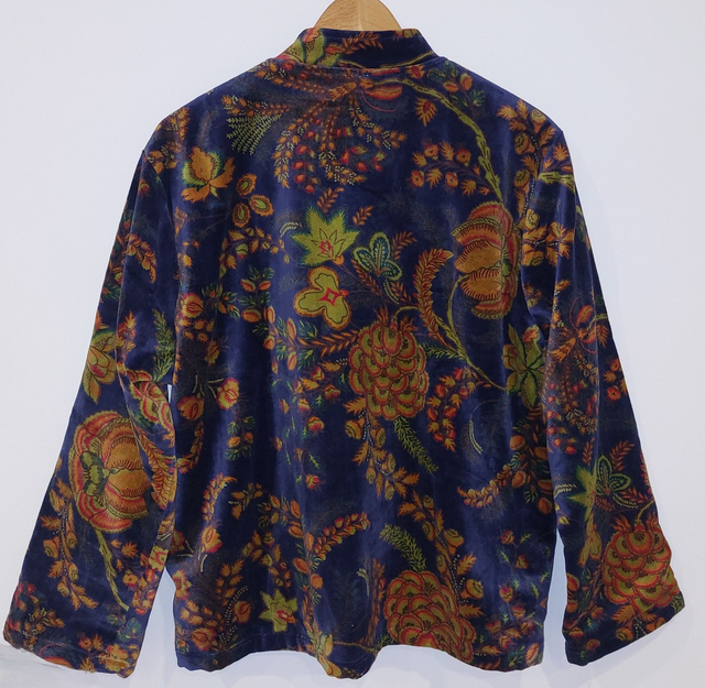 Veste en velours bleu - Doublure en coton bleu - Confectionnée à la main