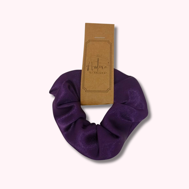 Chouchou classique en satin upcyclé - violet 