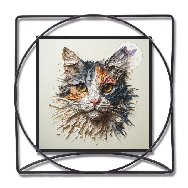 Artistic print of cat in square frame (C01)