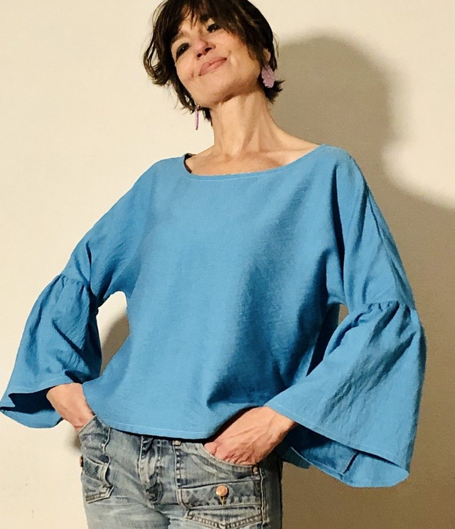 Top  Folk viscose uni ciel