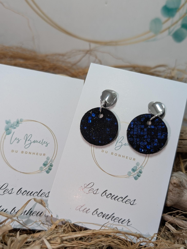 Boucles d&#039;oreilles Anti Gaspi bleu noir ag144