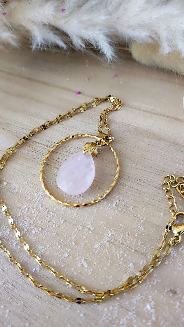Collier "Évidence" Quartz rose