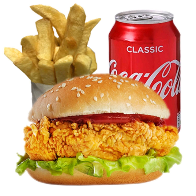 (%100)Chicken fillet burger meal 