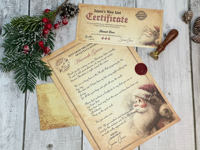 Personalised Letter and Nice List Certificate 2025 Design