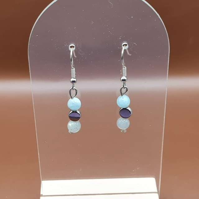 Crochets Aigue marine - labradorite